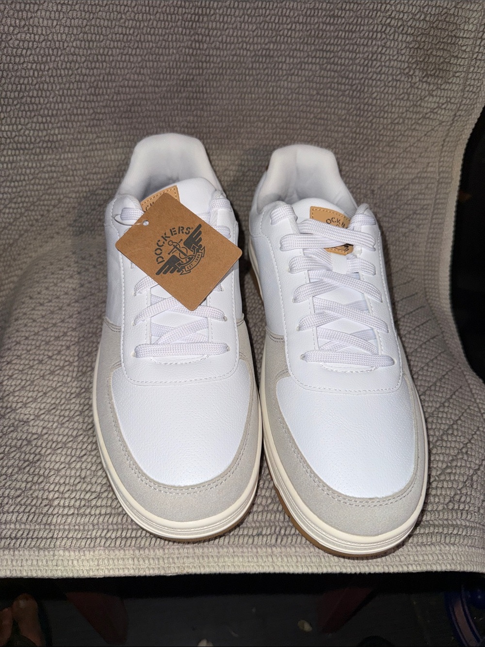 Dockers Men’s White Sneakers with Tan Accents